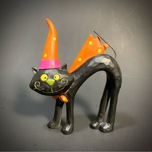Halloween Cat Tina Ledbetter Figurine 2013 Fall Orange Black Cat 4" Figure